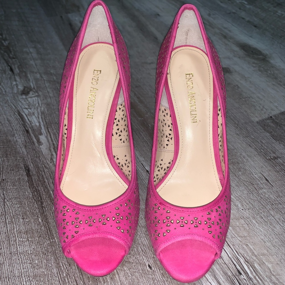 Pink peep toe heels